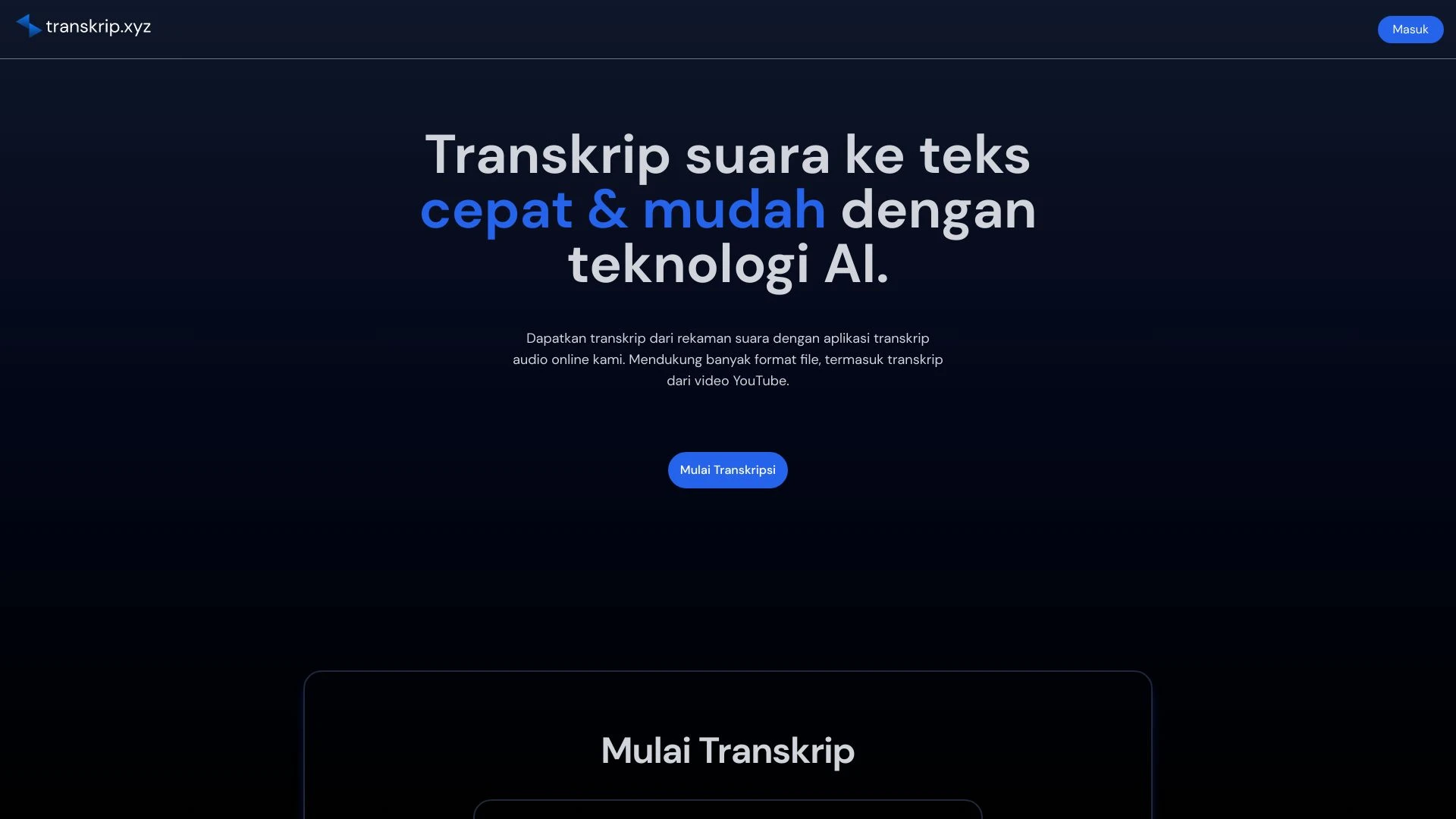 transkrip.xyz website preview