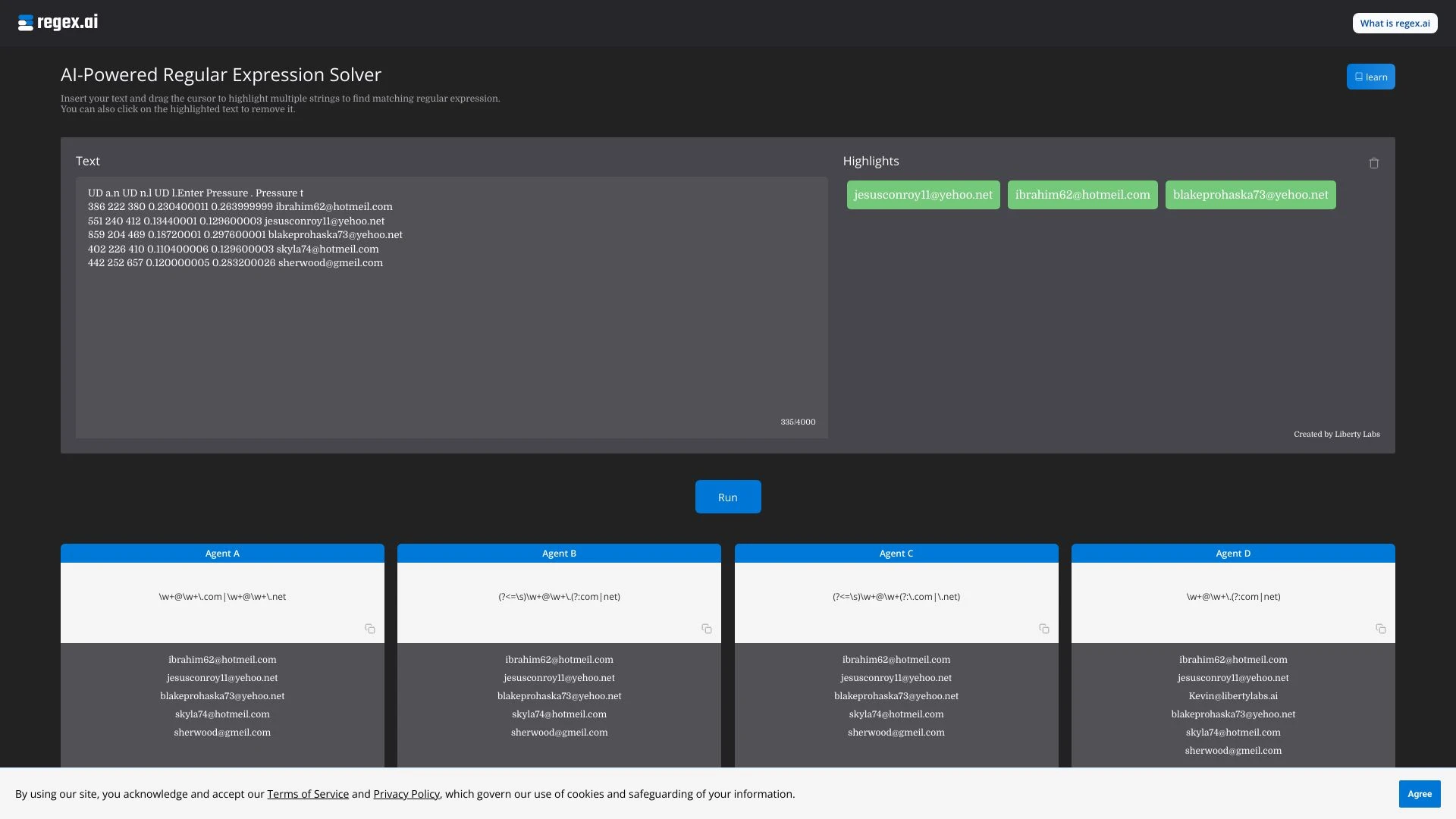 Regex.ai website preview