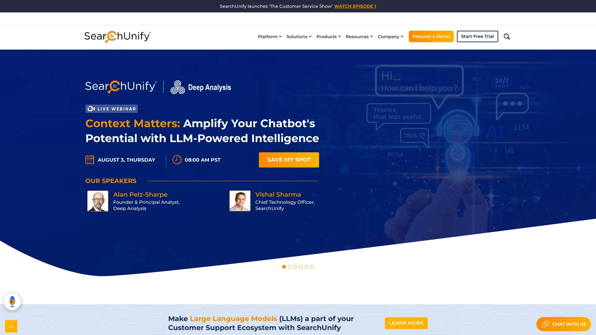 SearchUnify website preview