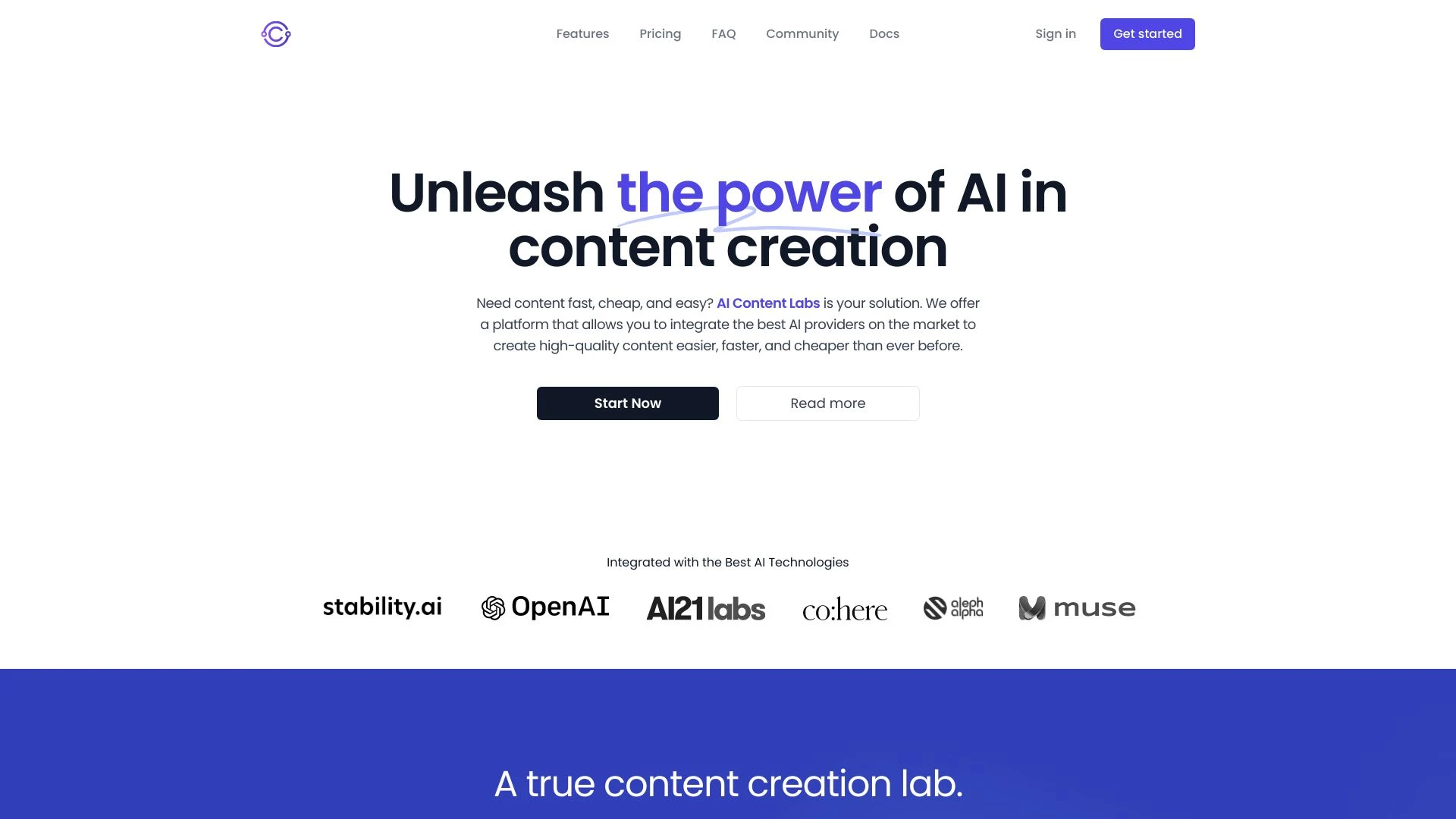 AI Content Labs website preview