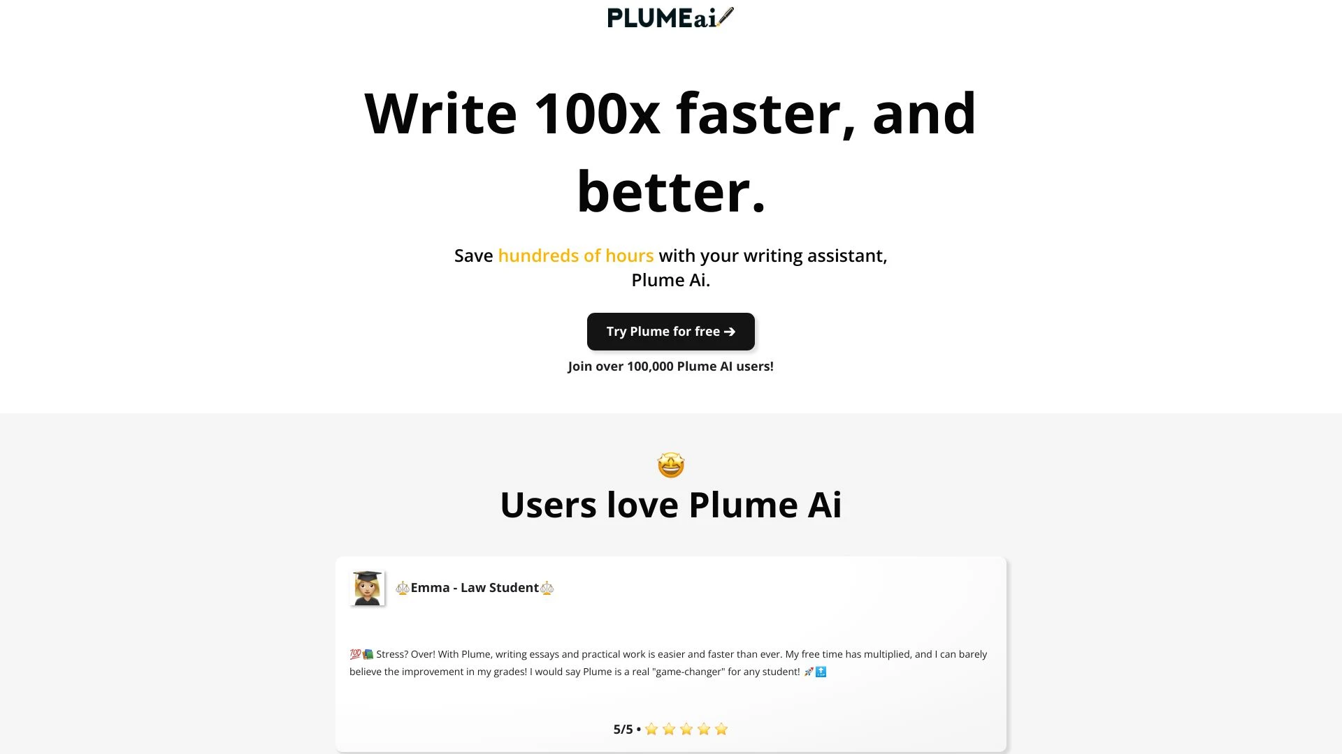 Plume AI website preview