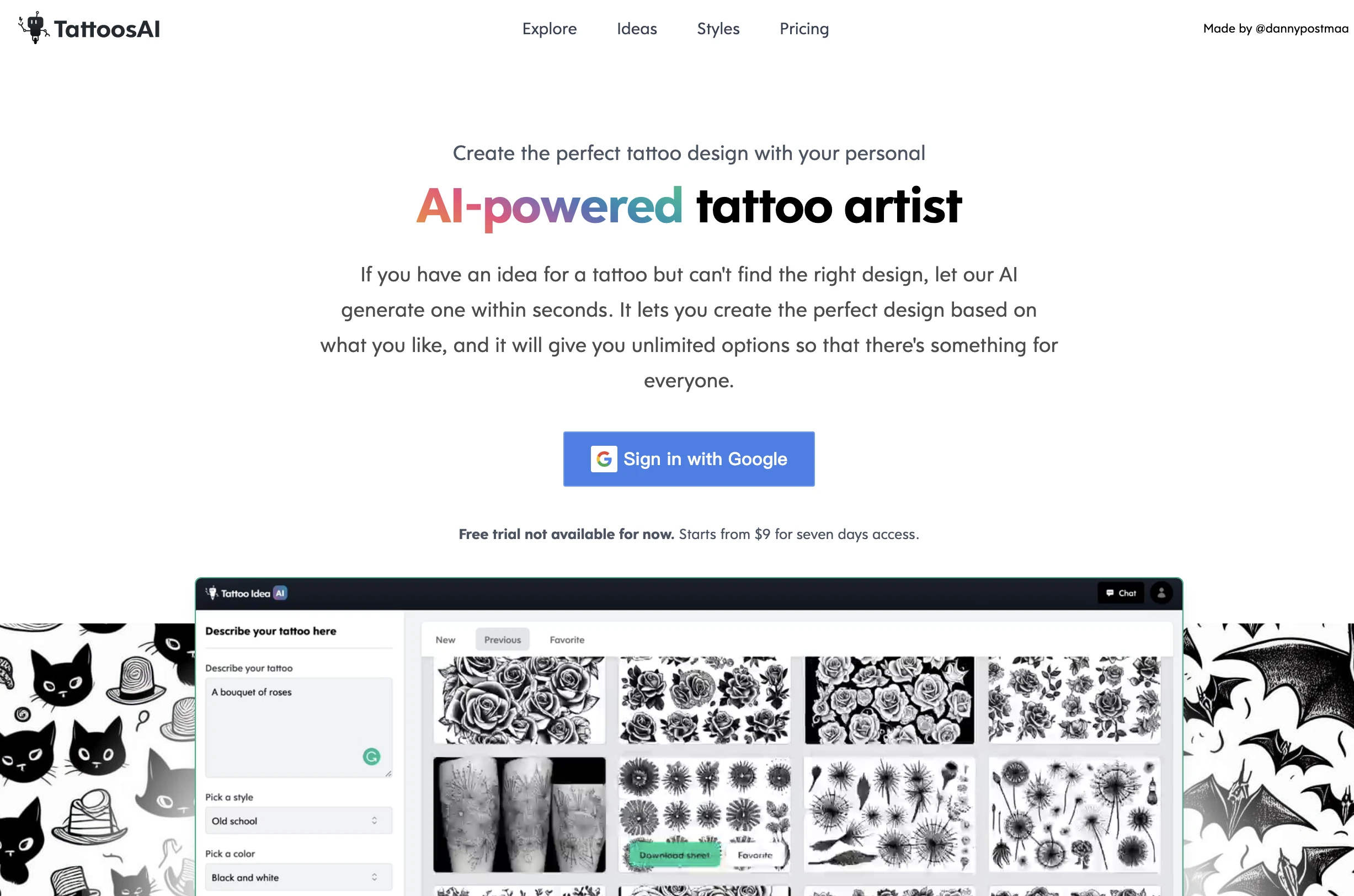 TattoosAI website preview