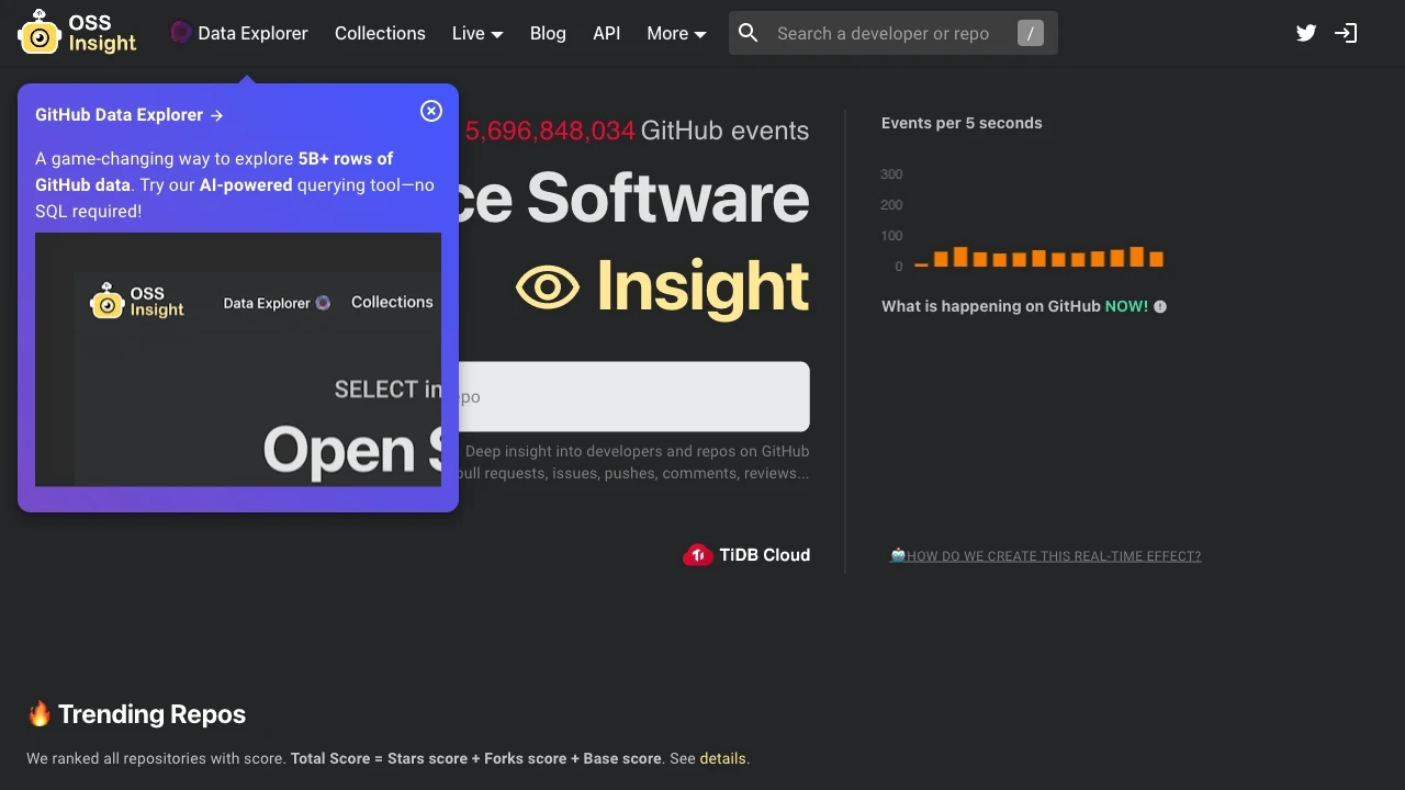 Data Explorer by OSS Insight website preview