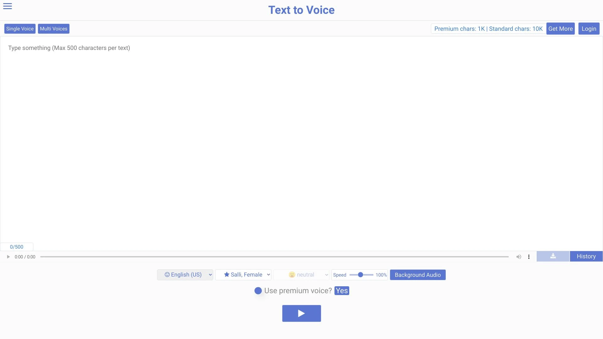 Online Text to Speech with Emotions website preview