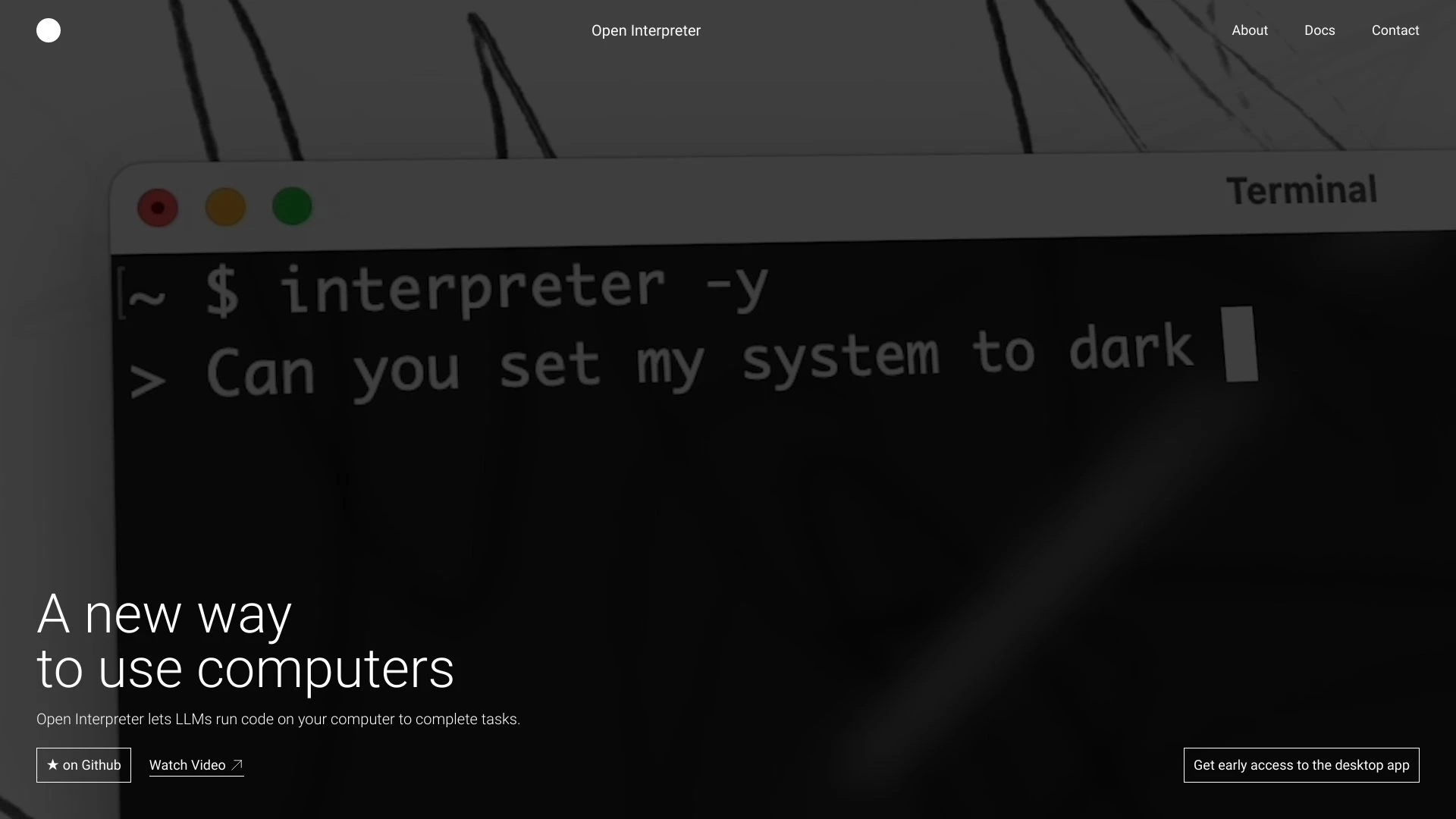 Open Interpreter Project website preview