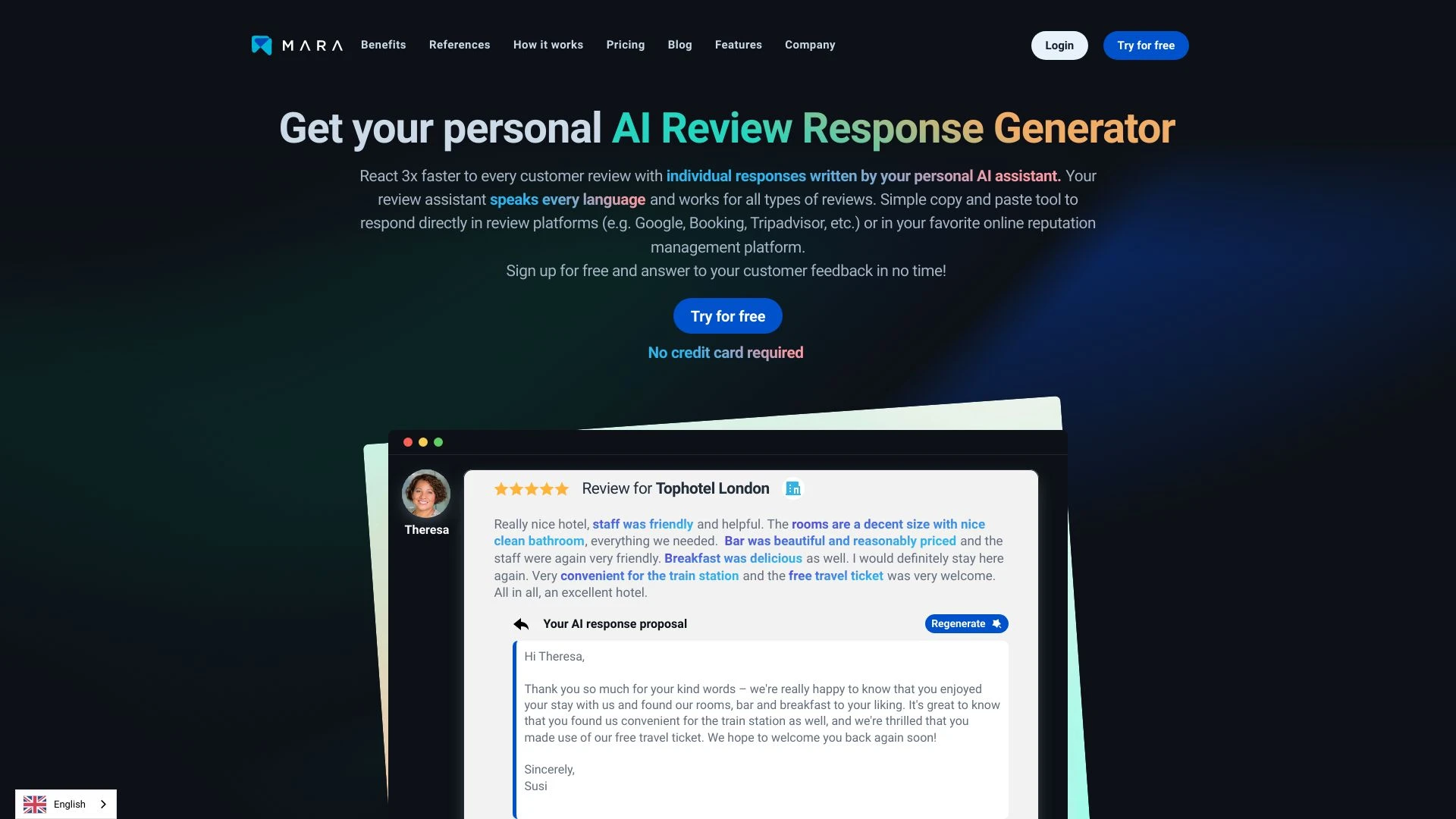 AI Review Response Generator website preview