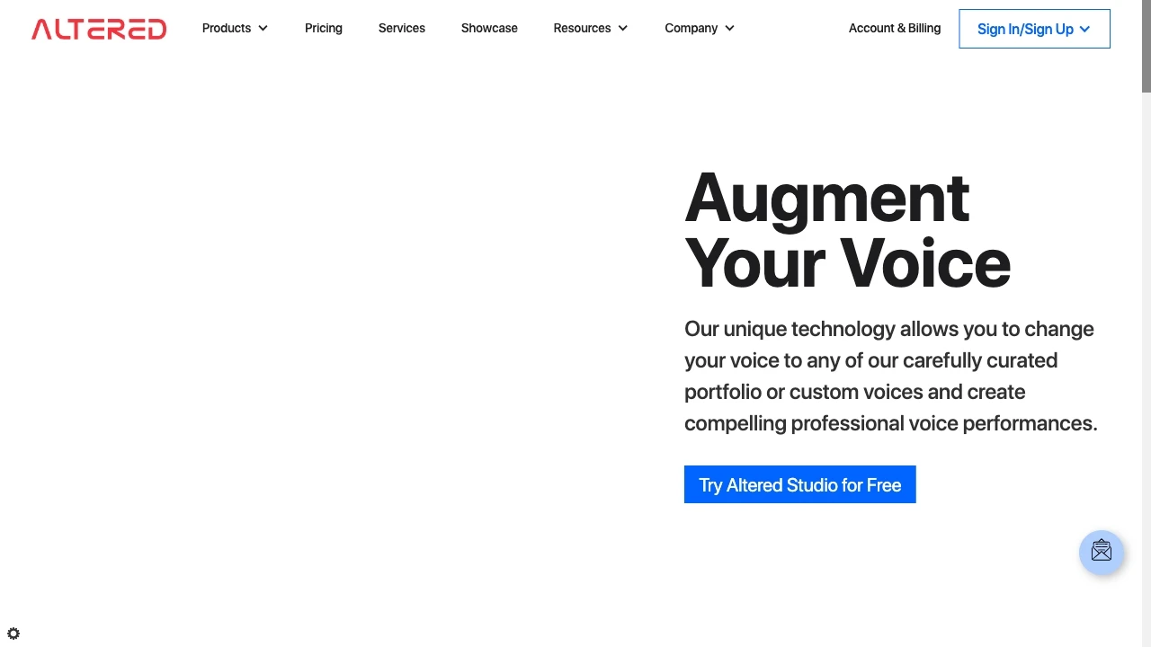 Altered | Professional AI Voice Changer Software and Services website preview