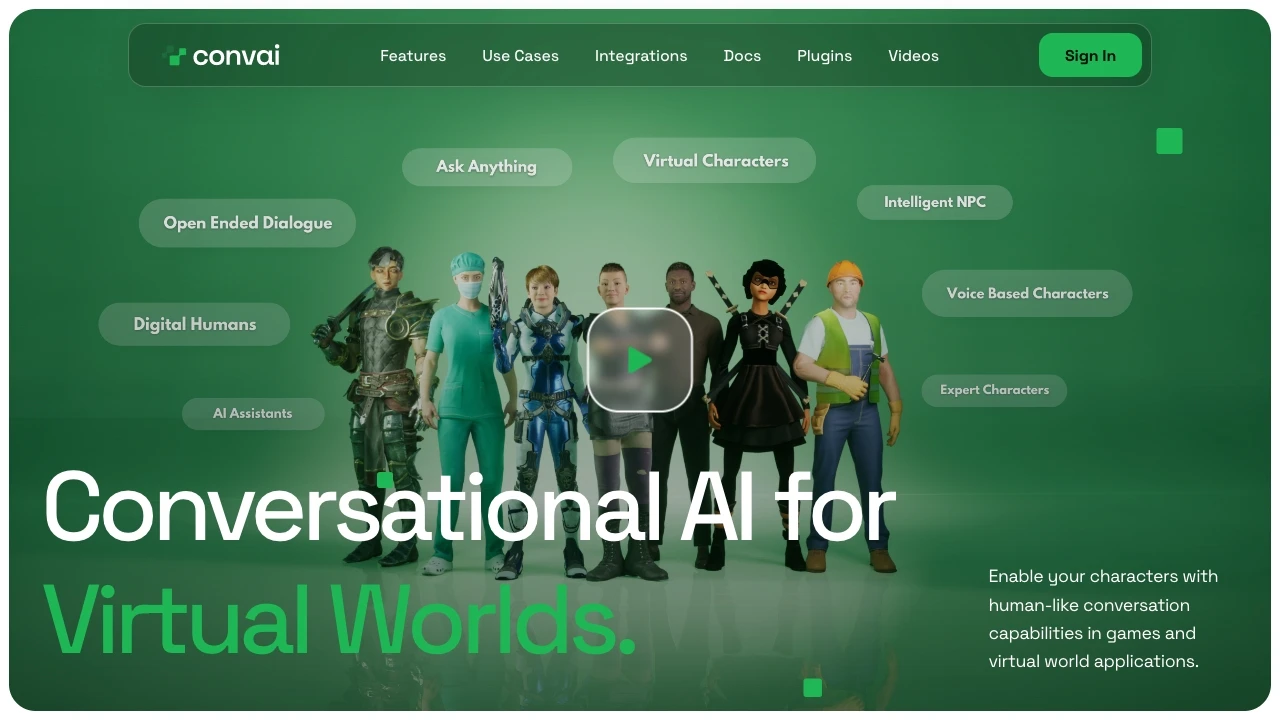 Convai - Conversational AI for Virtual Worlds website preview