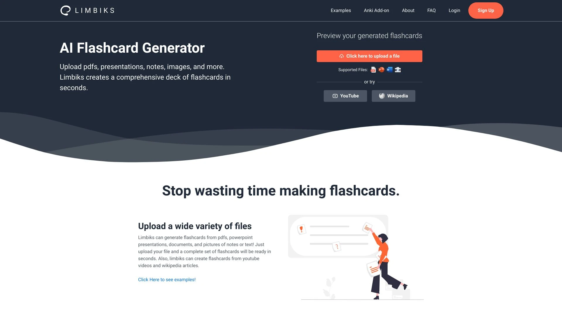 Limbiks - AI Flashcard Generator website preview