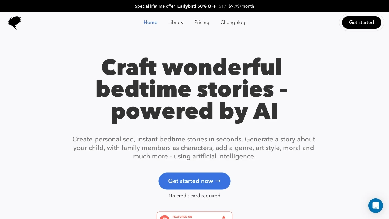 Bedtimestory.ai website preview