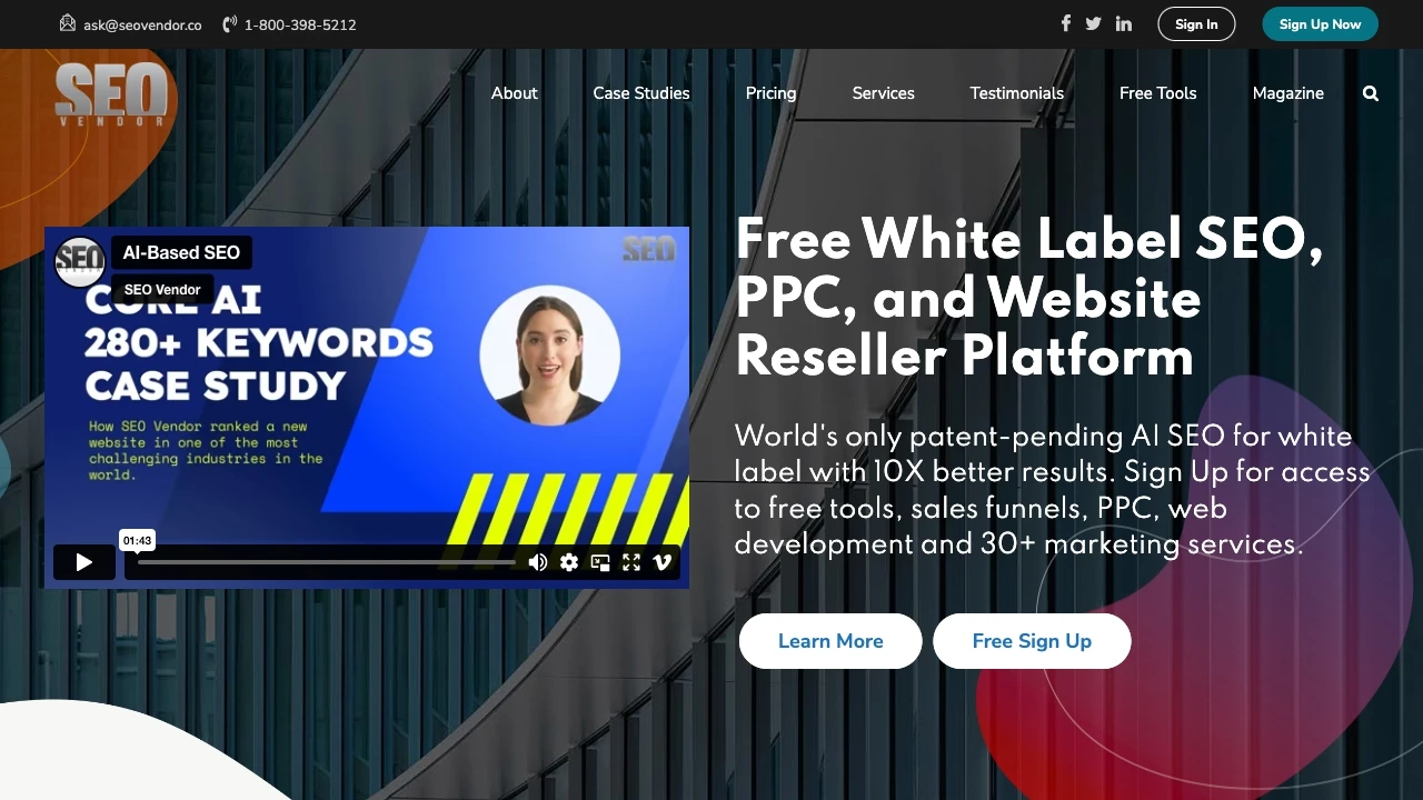 White Label SEO, PPC, and Web Design Reseller Platform website preview