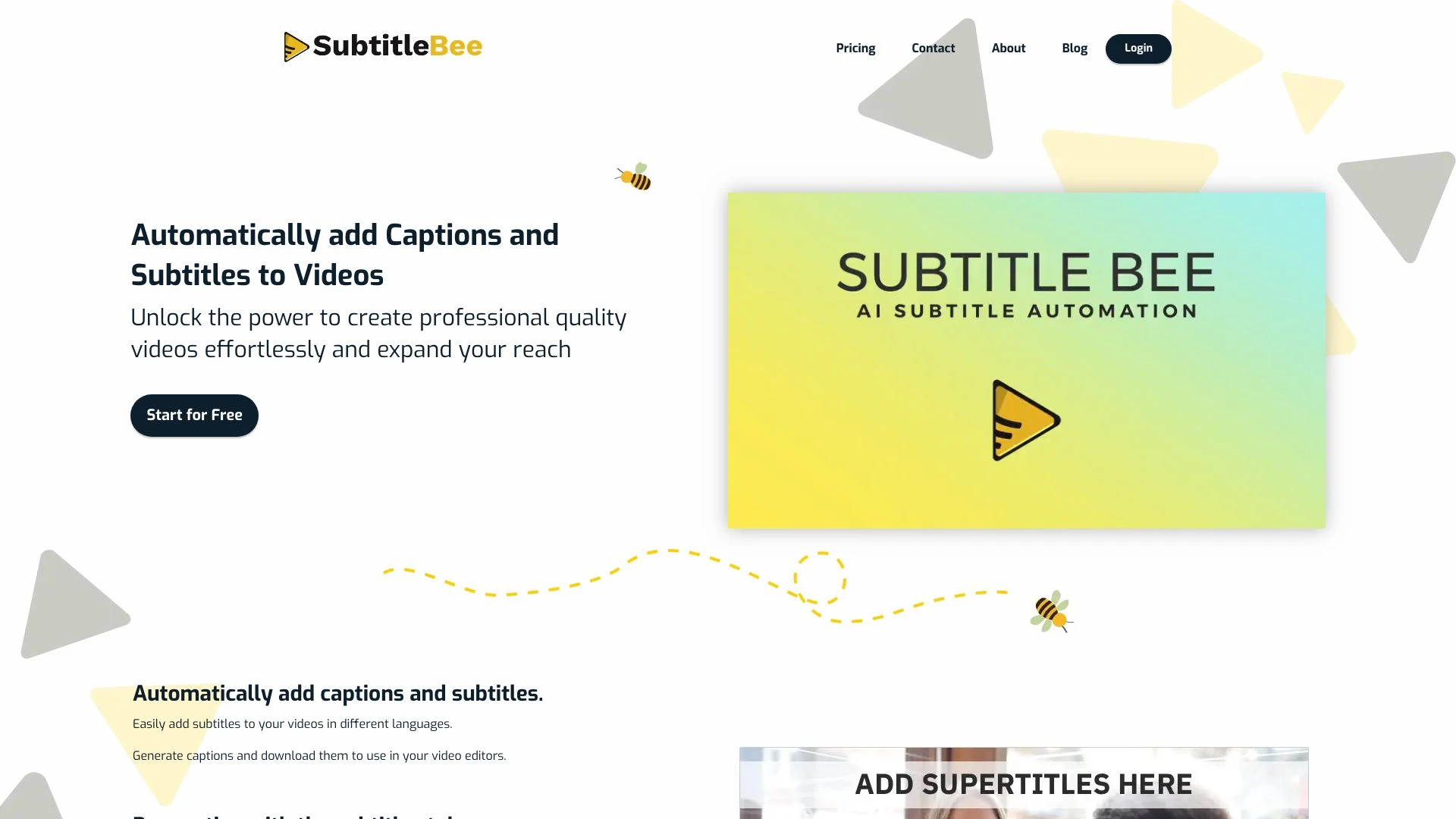 SubtitleBee website preview