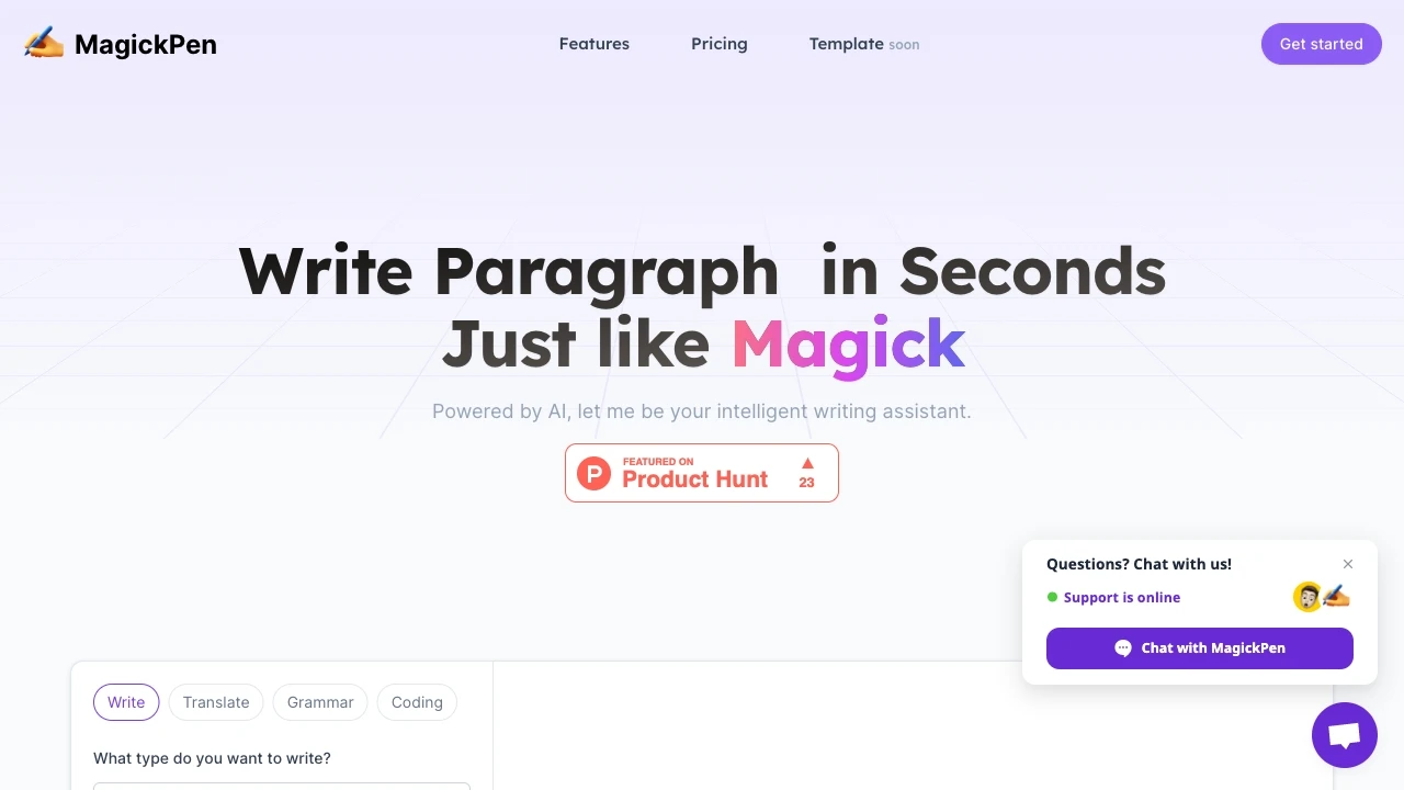 MagickPen website preview