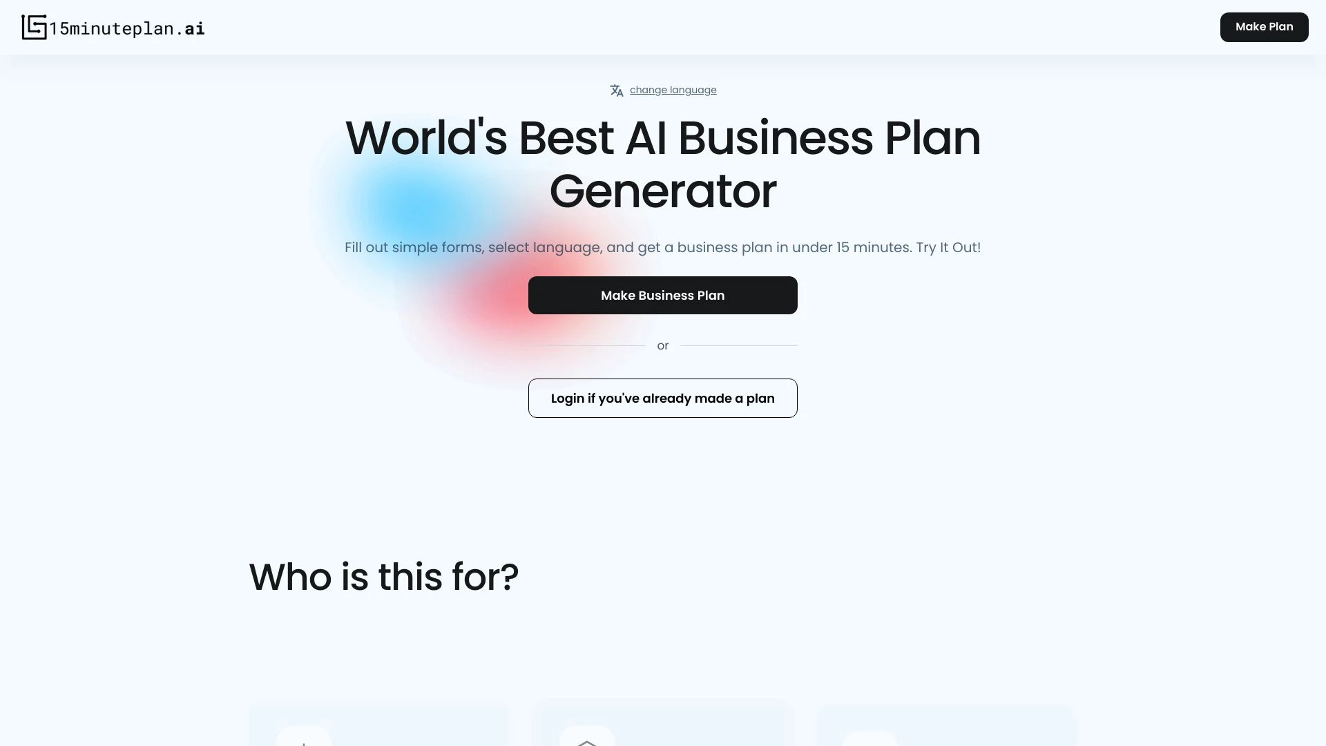 15minuteplan.ai website preview