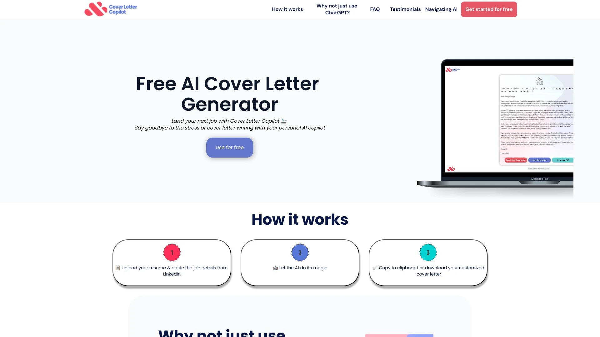 Cover Letter Copilot website preview