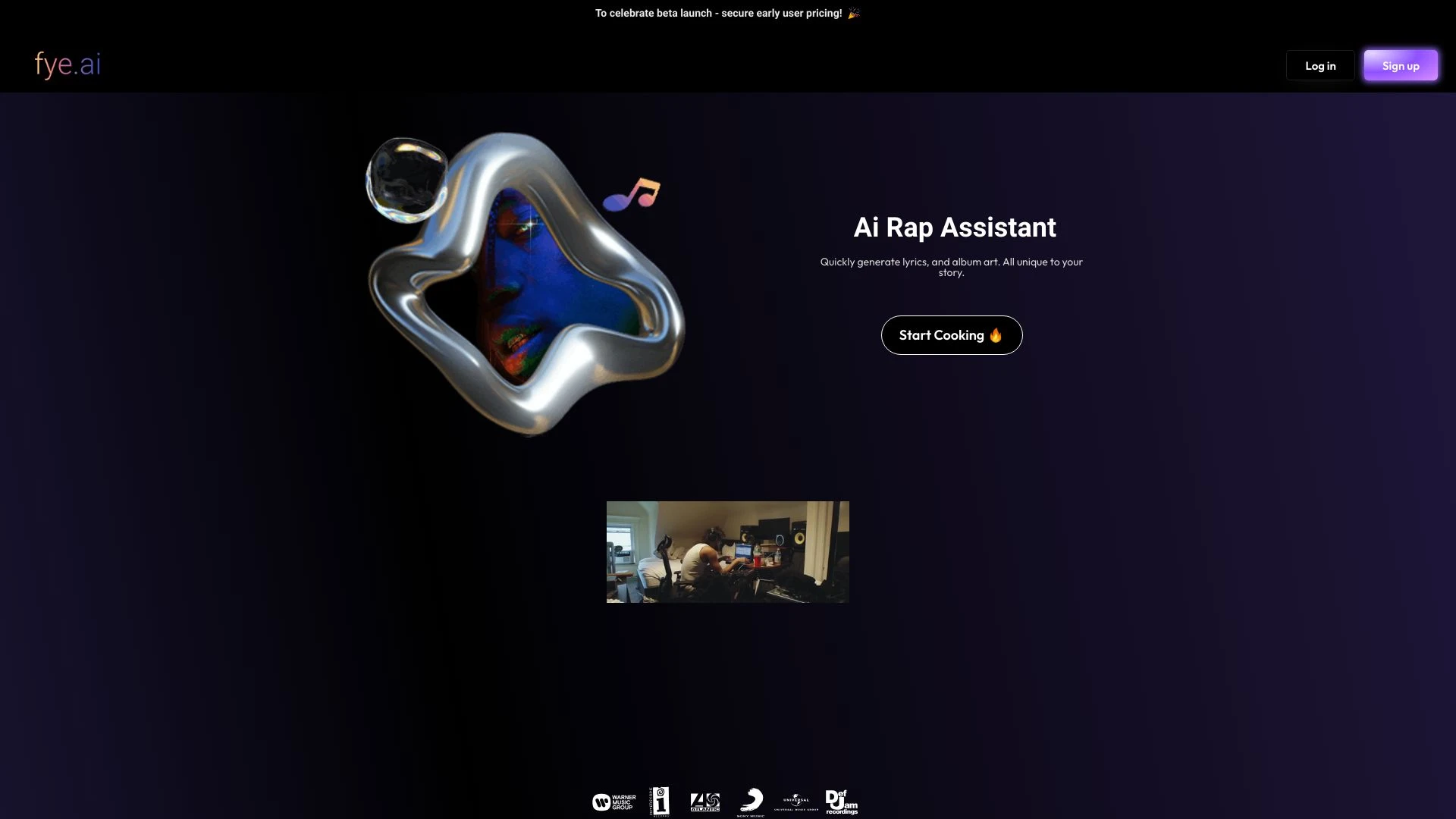 Fye.ai - Ai Rap Assistant website preview