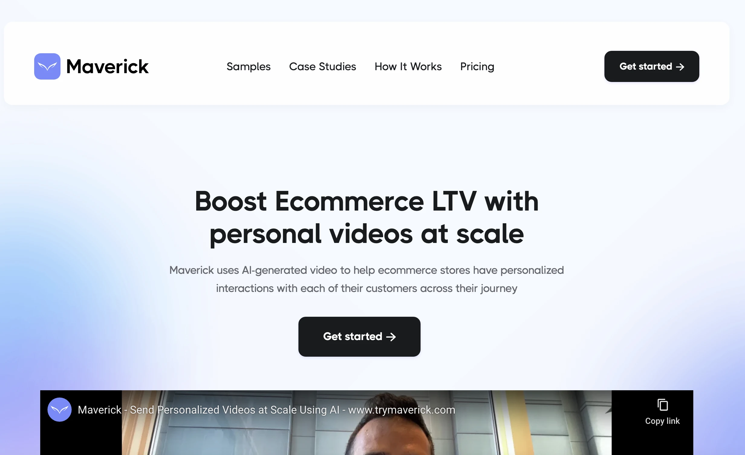 Maverick - AI Generated Personalized Videos at Scale | Ecommerce Video Marketing website preview