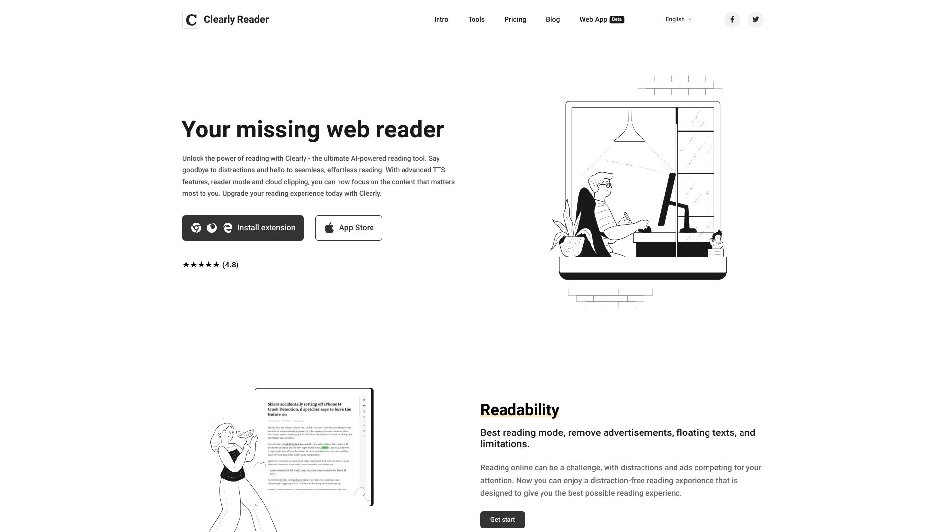 Clearly Reader website preview