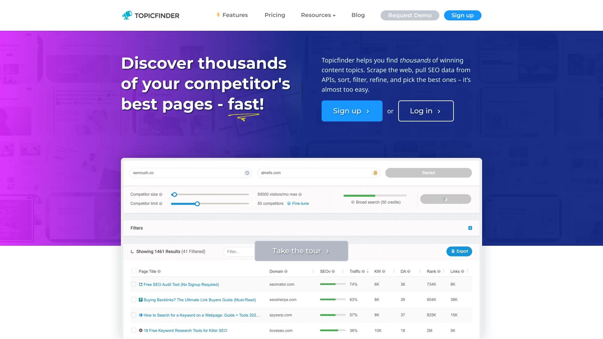 Topicfinder - The Ultimate Blog Content Title Finder and Generator website preview