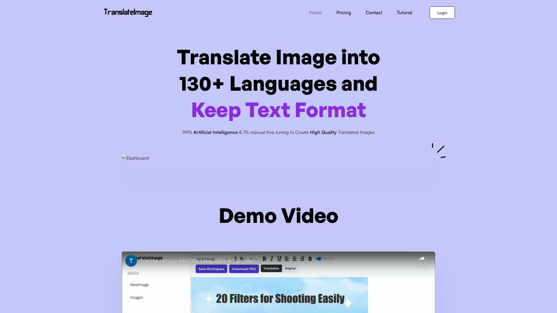 TranslateImage website preview