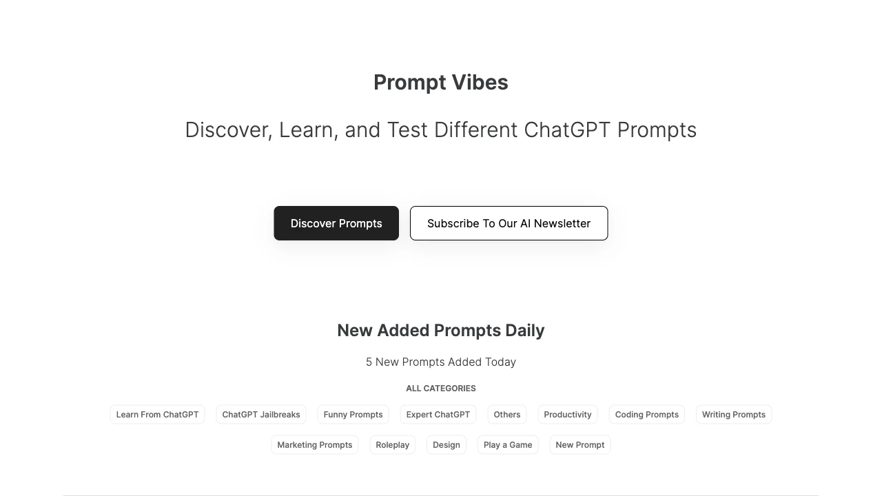 Prompt Vibes website preview