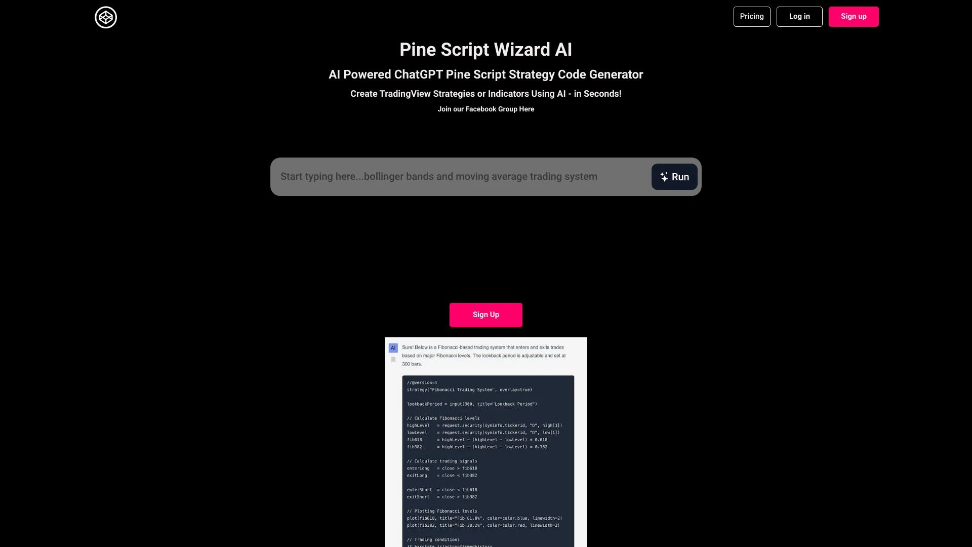 Pine Script Wizard website preview