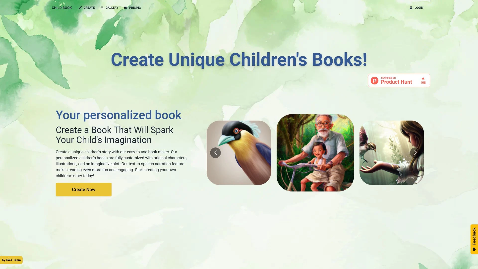 Child Book Create website preview