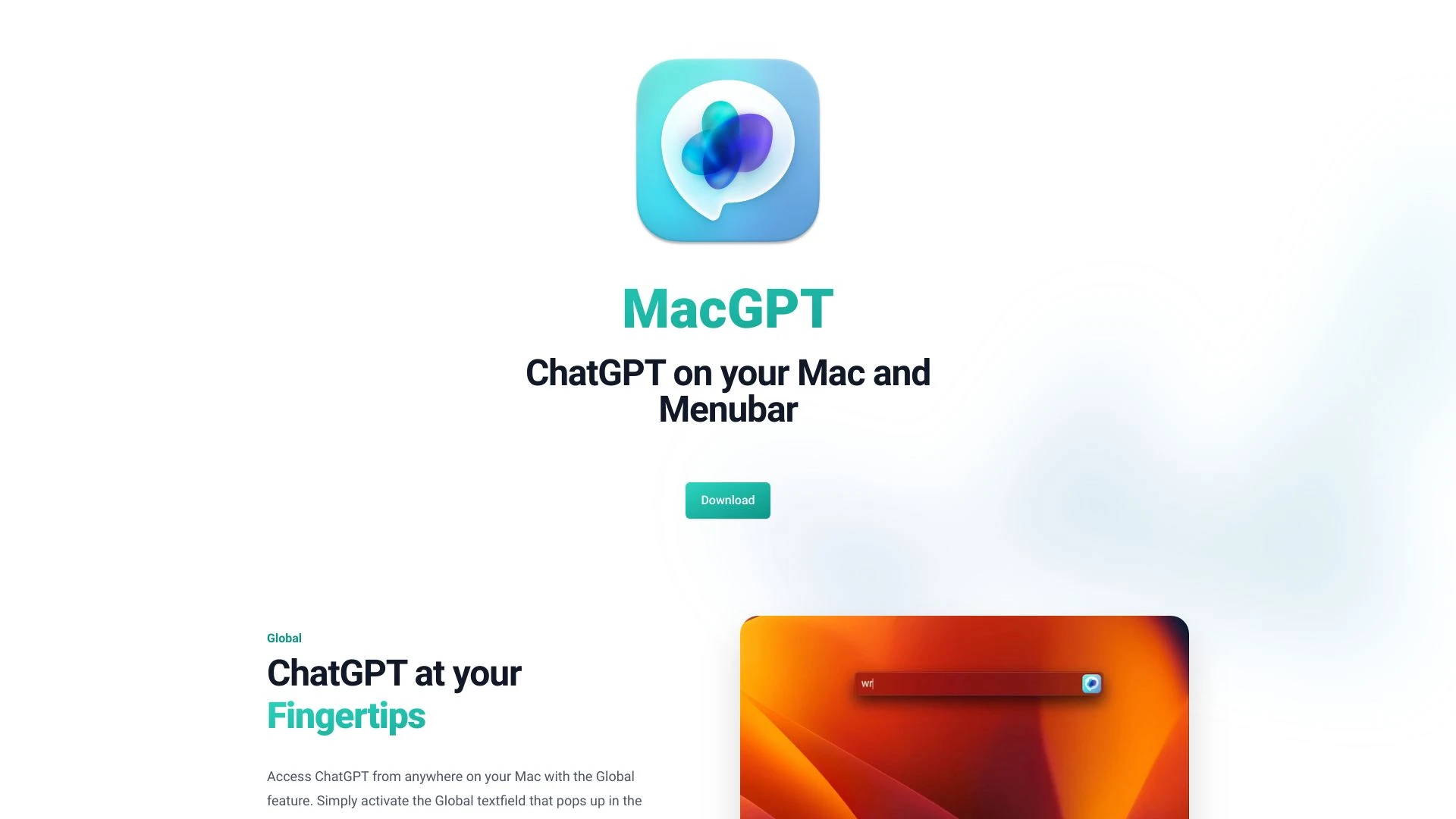 MacGPT - ChatGPT in your menubar website preview