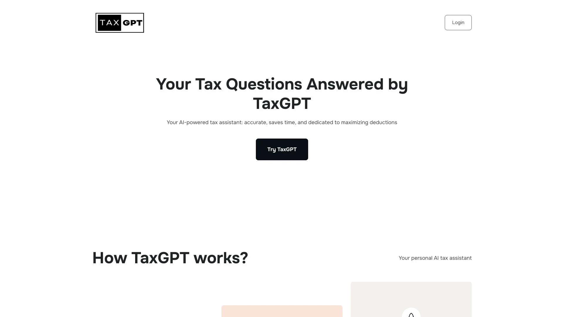 TaxGPT: Your AI Tax Assistant website preview