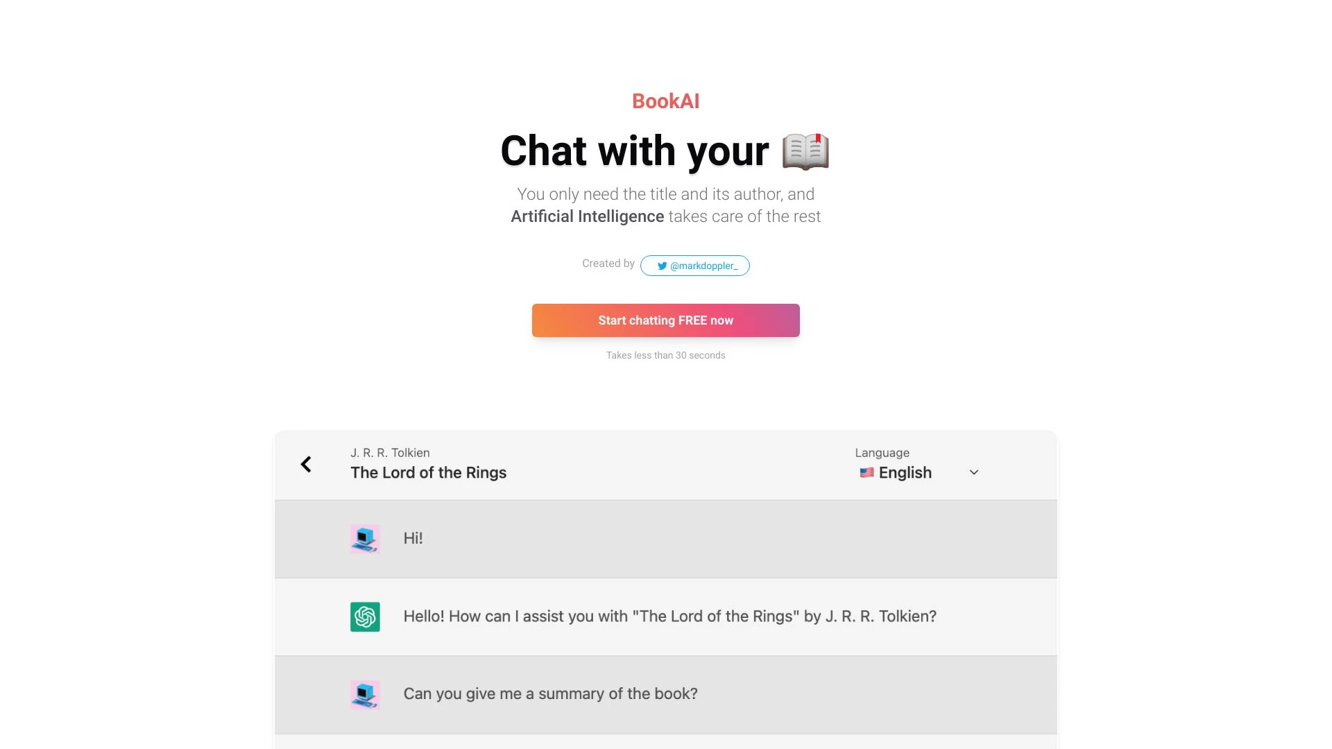 BookAI.chat website preview