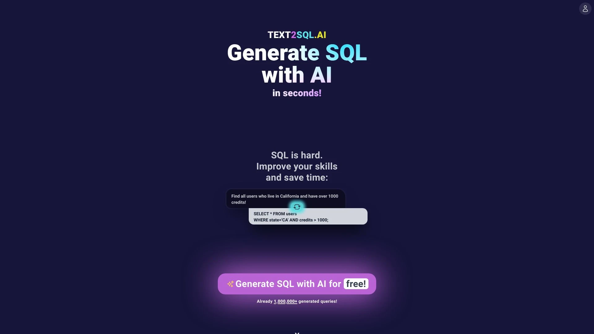 Text2SQL.AI website preview