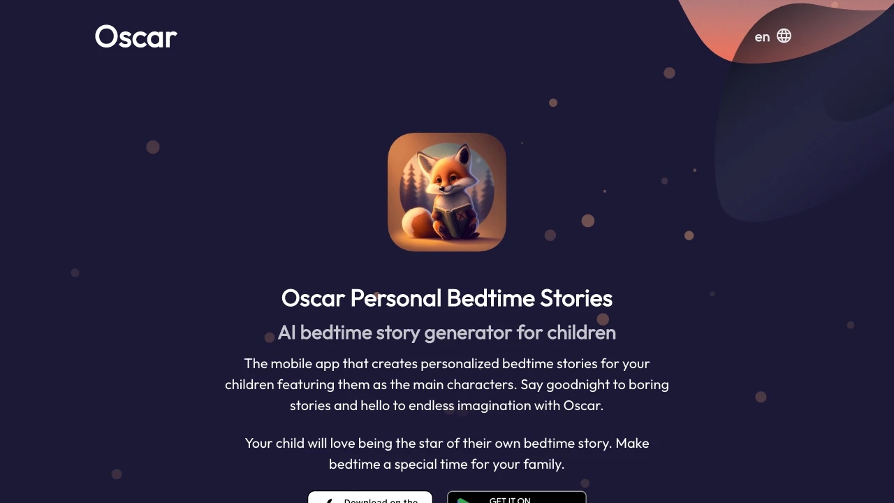 Oscar Stories website preview