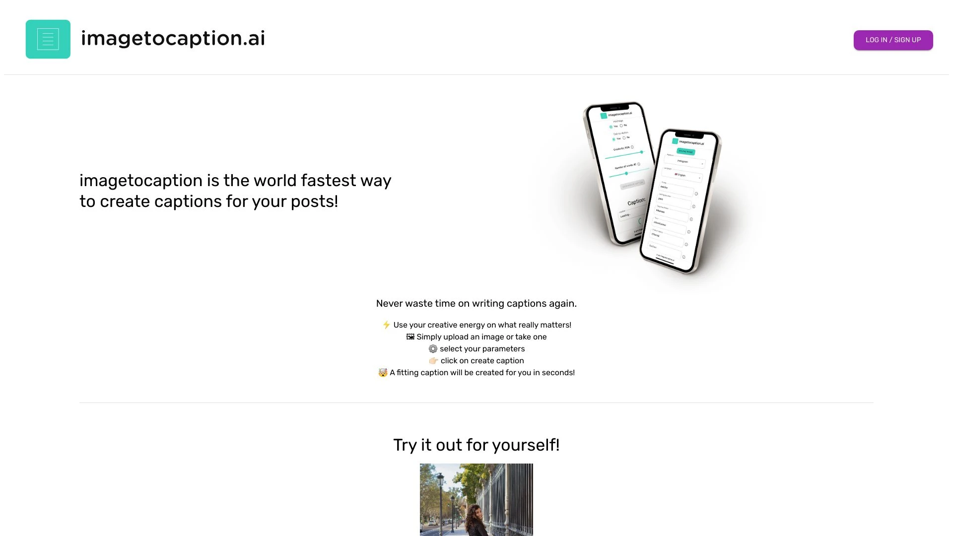 imagetocaption.ai website preview