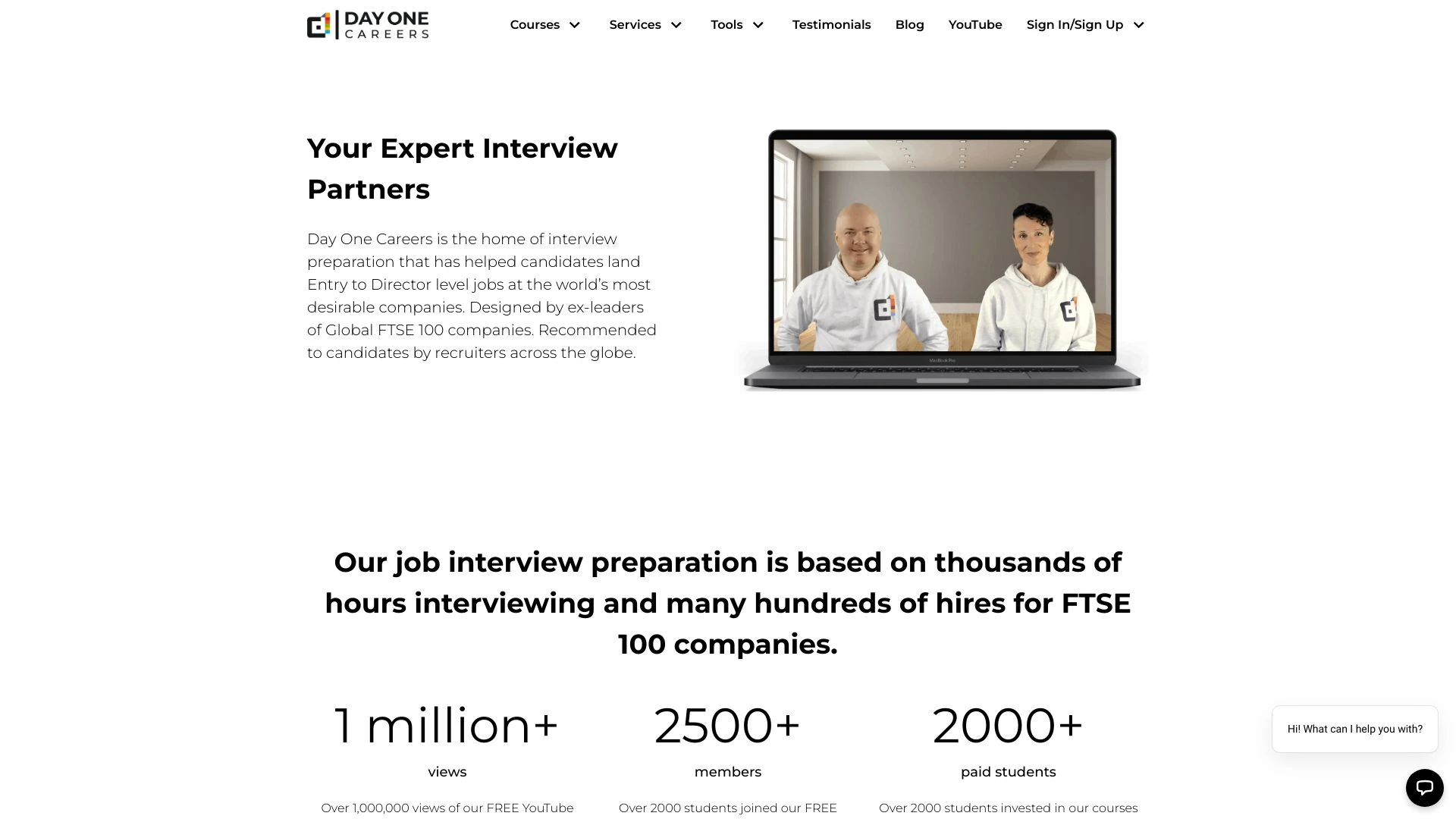 Day One Careers website preview