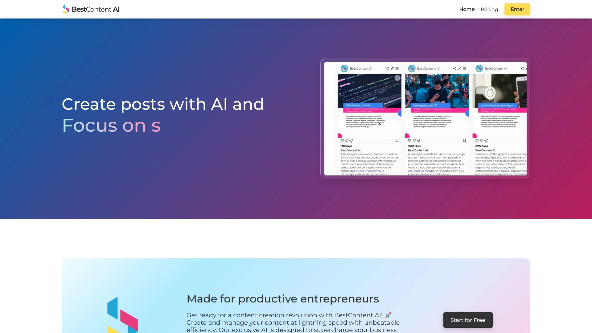 BestContent AI website preview