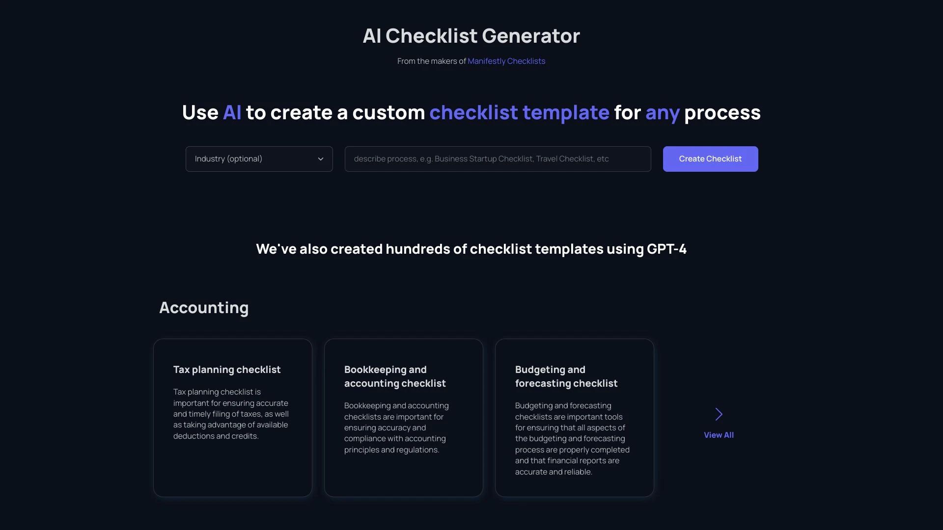 Checklist Generator website preview