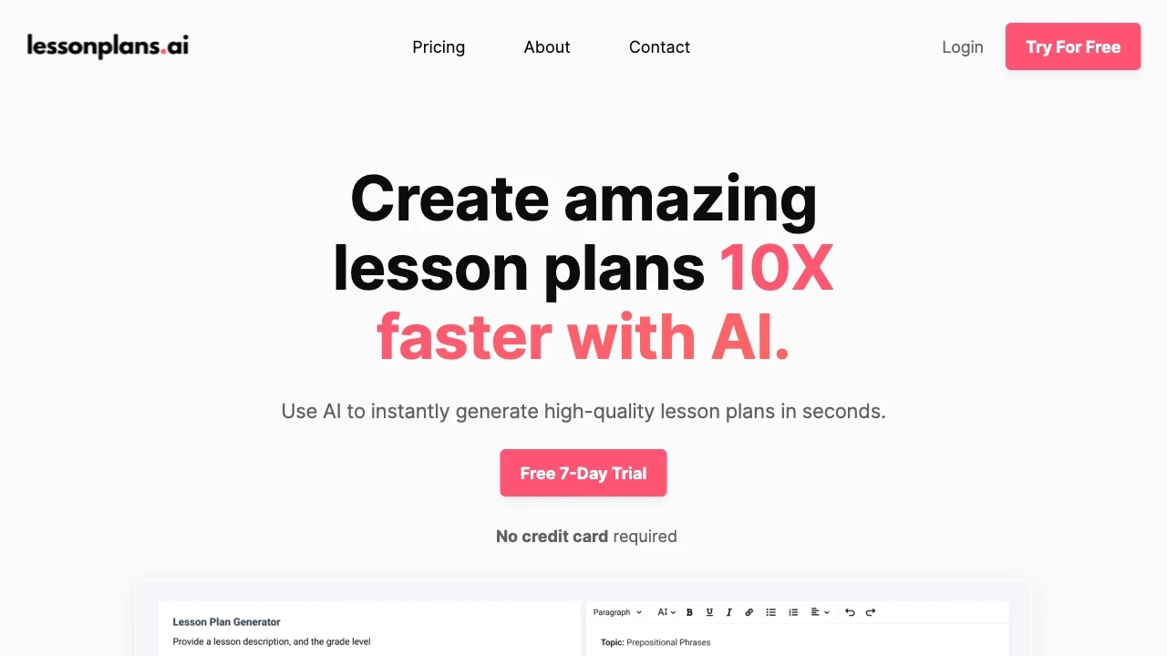 LessonPlans.ai website preview