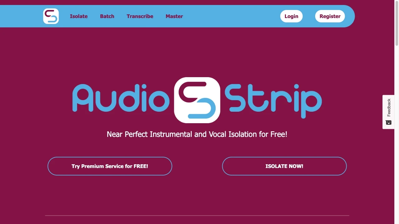 AudioStrip website preview