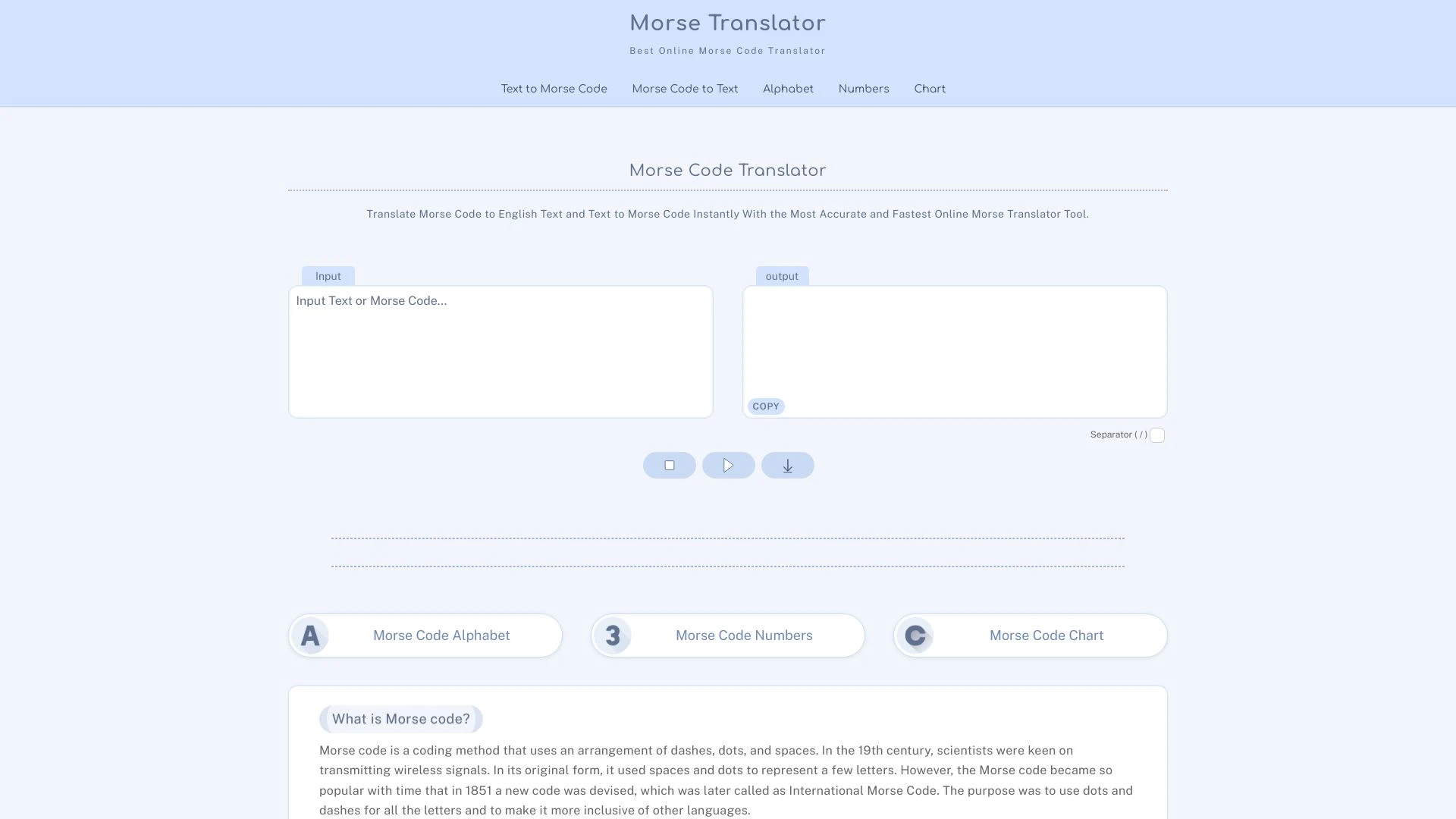 Morse Translator website preview