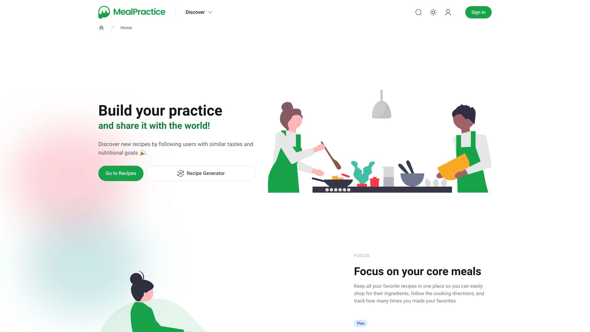 MealPractice website preview