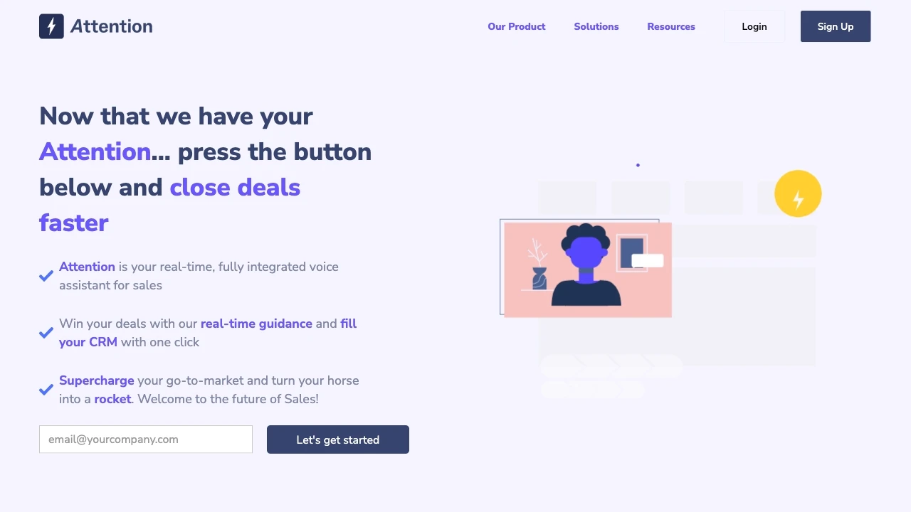 Attention - AI for Sales website preview