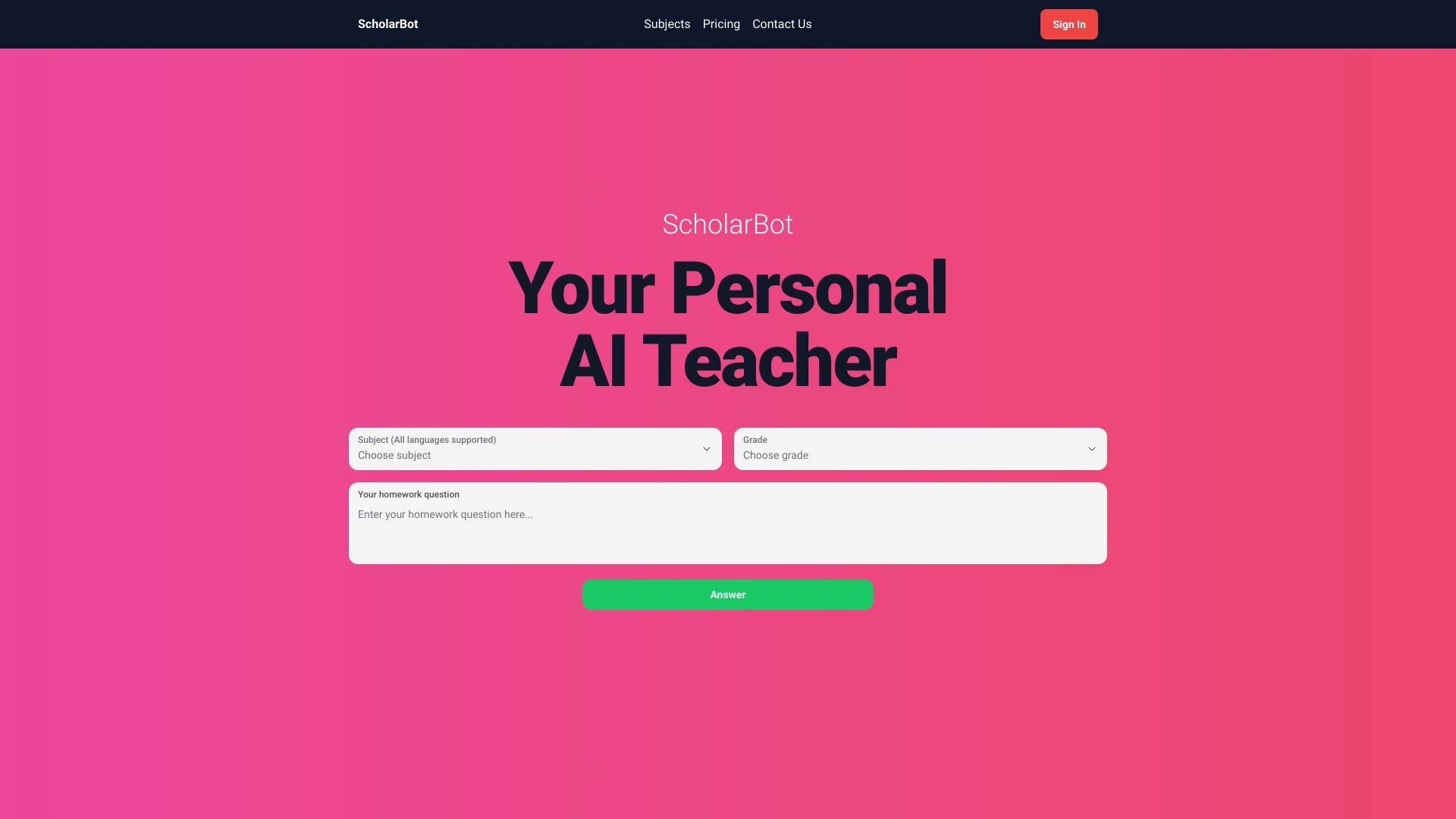 ScholarBot website preview