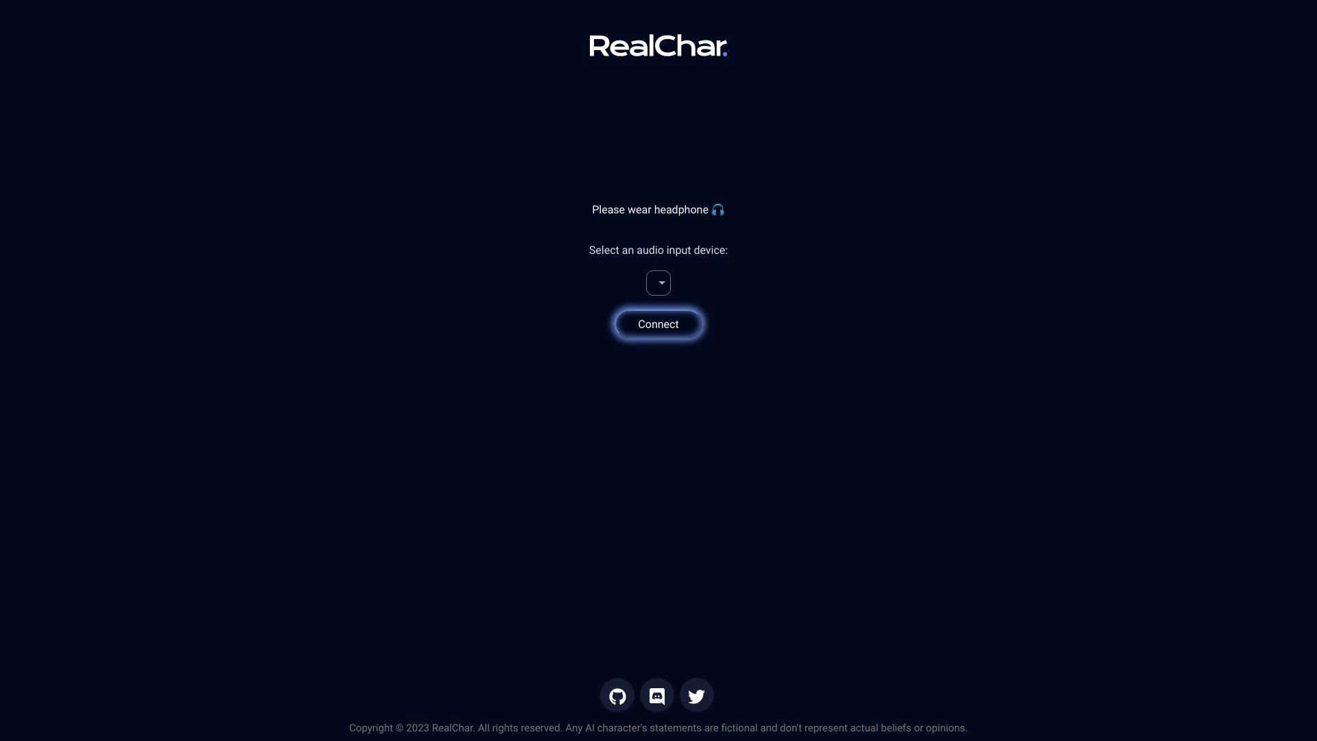 RealChar website preview